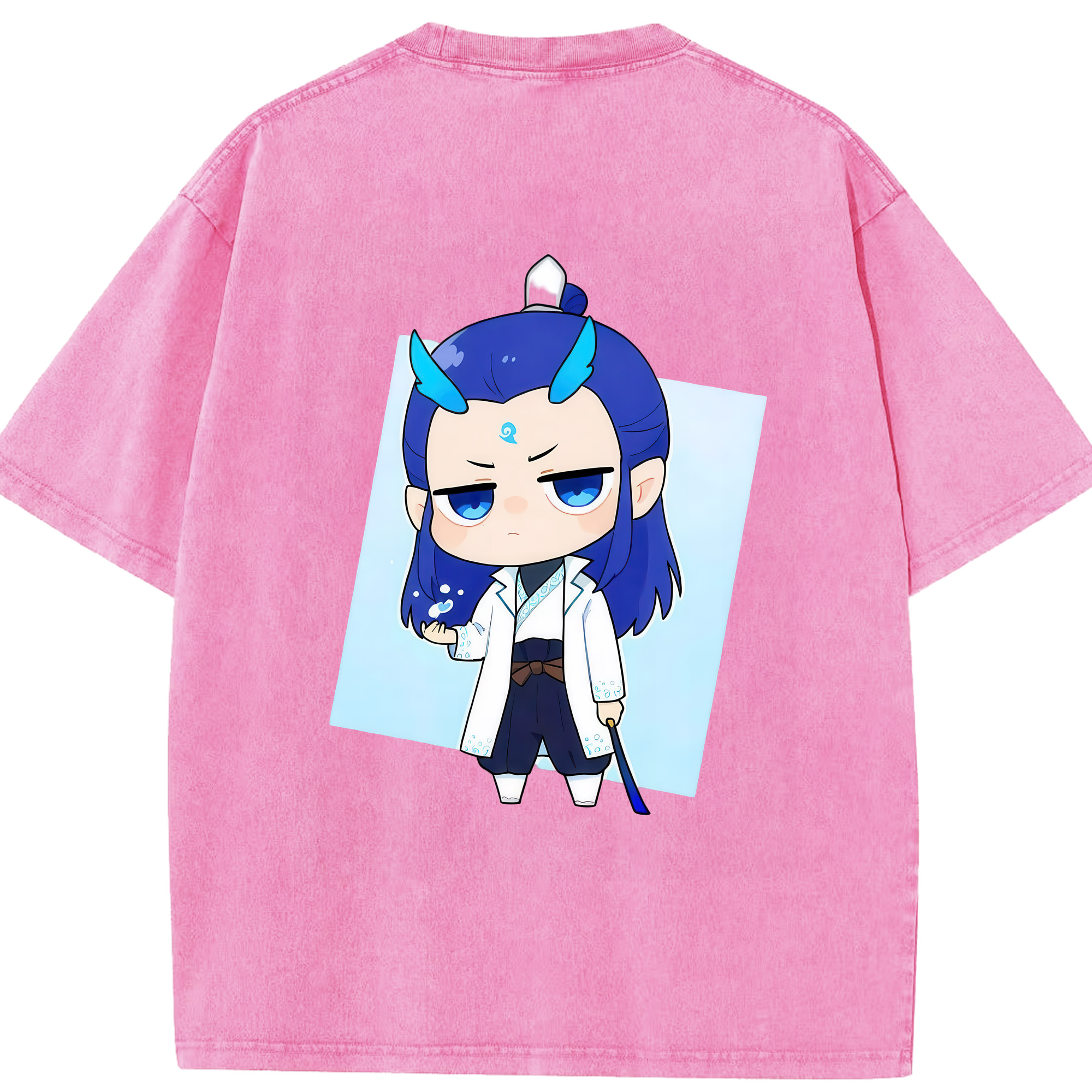 （画像用） Ne Zha 2 ナタ 魔童の大暴れ 綿100% ヴィンテージ風 半袖Tシャツ（背面プリント）